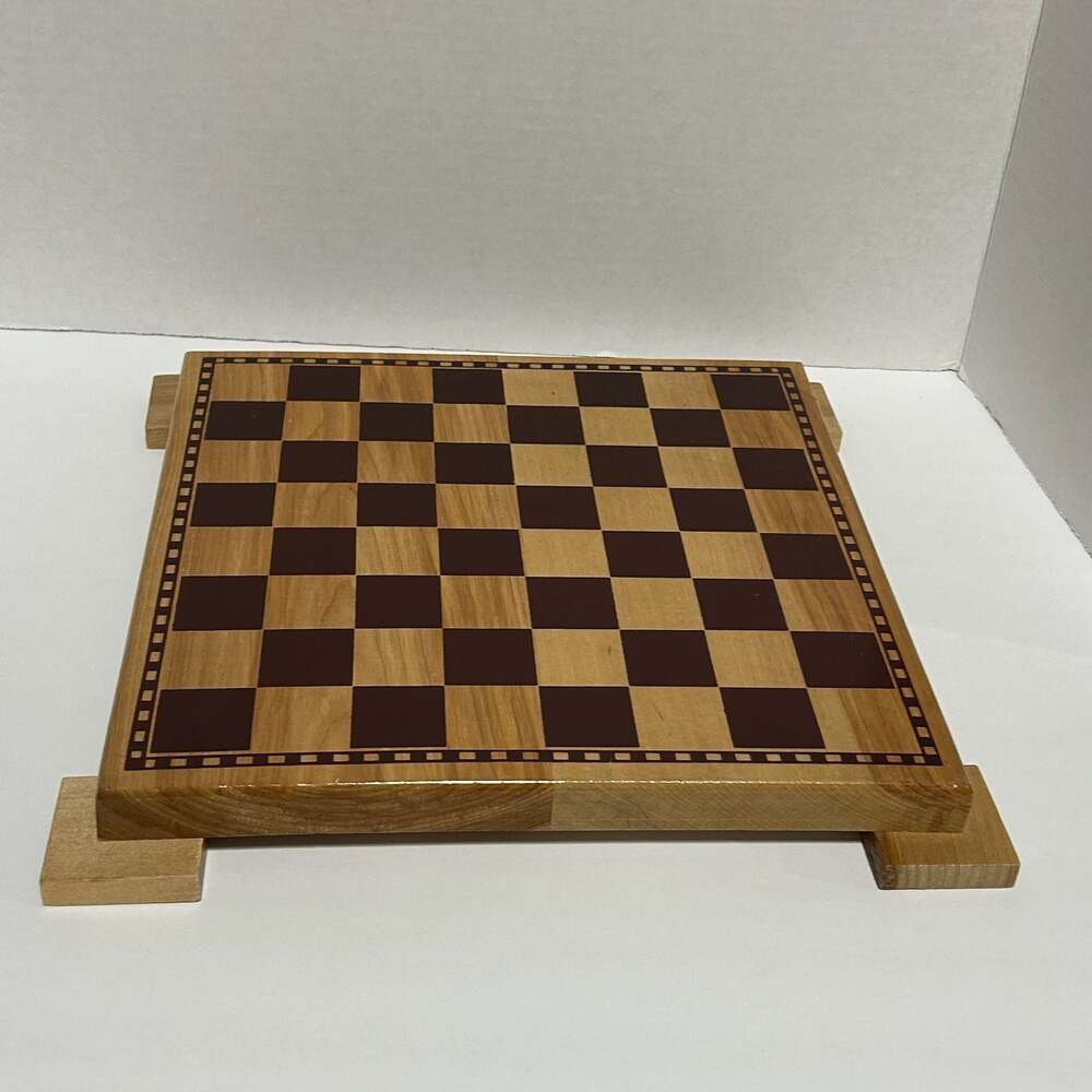 Vintage Wooden Chess Board with Raised Feet